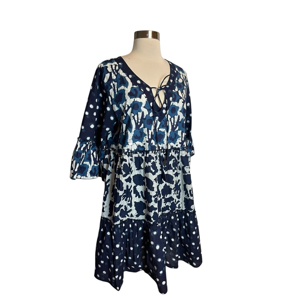 Dress Addict Jazz Tunic Dress Size Large Blue Printed Tiered Mixed Print - Picture 2 of 6
